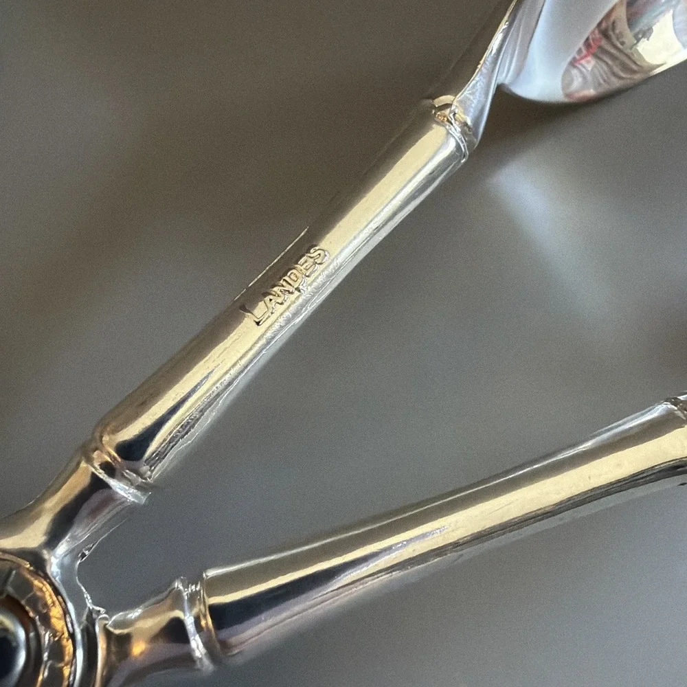 Vintage Silverplate E.P. Zinc Landes Italy Salad Tongs 9 1/4 
